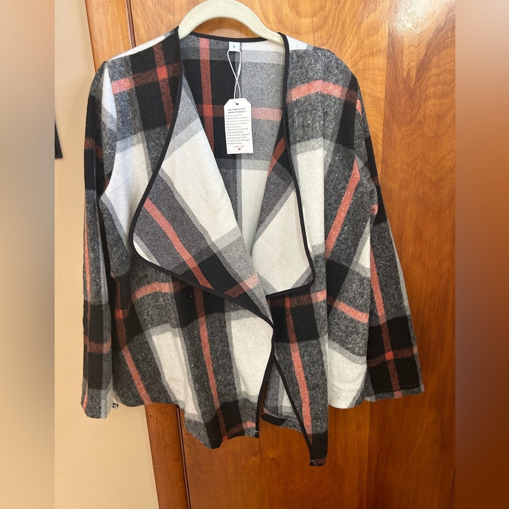 Plaid sturdy fleece jacket